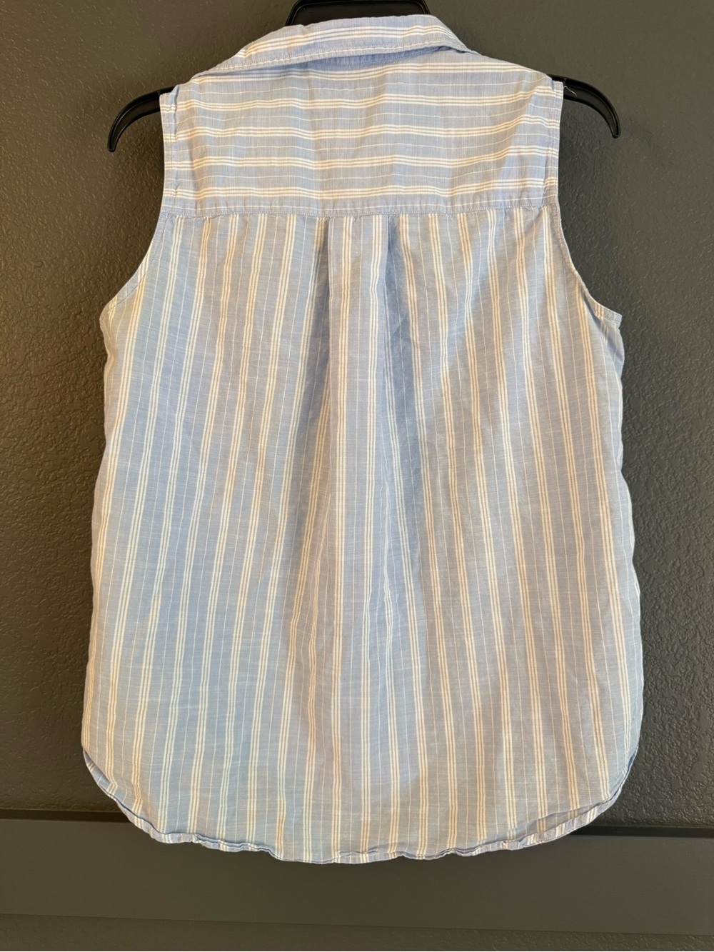 FRANK & EILEEN • Fiona casual cotton button up tank top white blue stripe Small - Picture 5 of 5